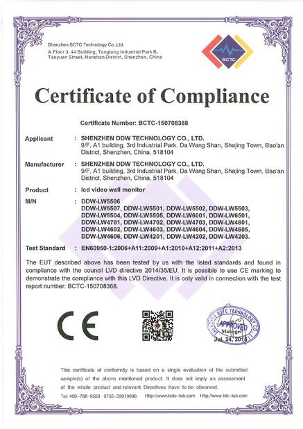 China Shenzhen DDW Technology Co., Ltd. Certification