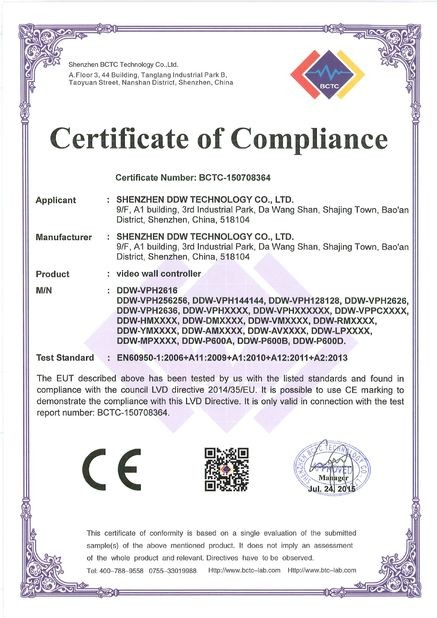 China Shenzhen DDW Technology Co., Ltd. Certification